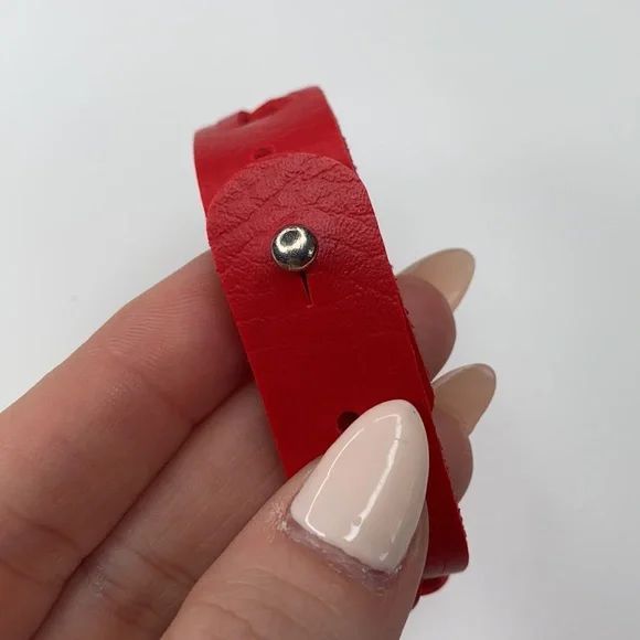 Red Genuine Leather Braided Western Cowgirl Cuff Adjustable Women’s Bracelet NEW - Picture 4 of 6